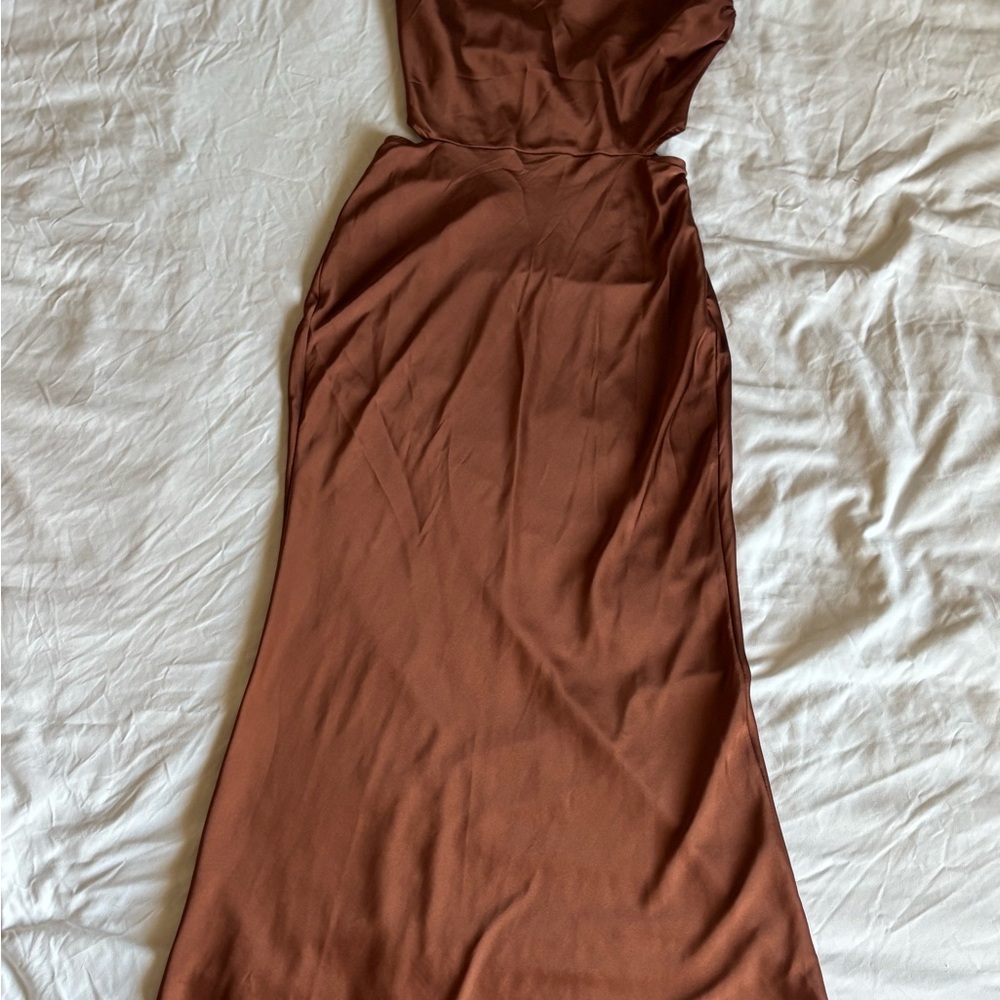 Elegant Brown Satin Dress